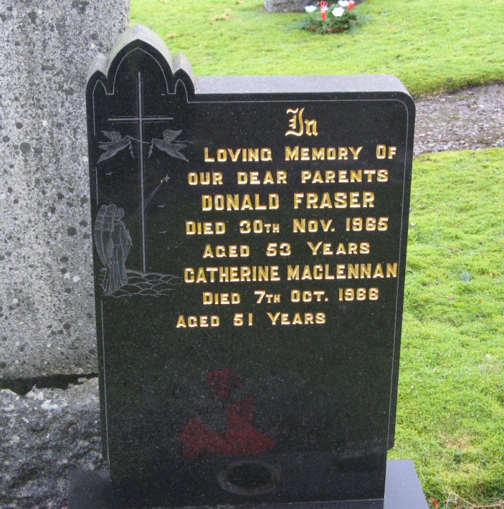 Photo of headstones/Catherine MacLennan died 1966 MI Alness